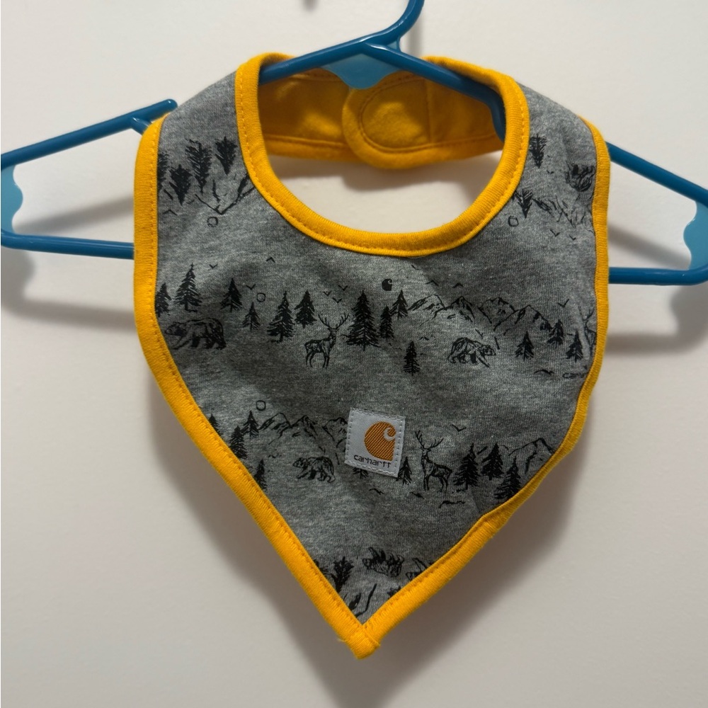 Carhartt Woodland Print Bib with Yellow Trim